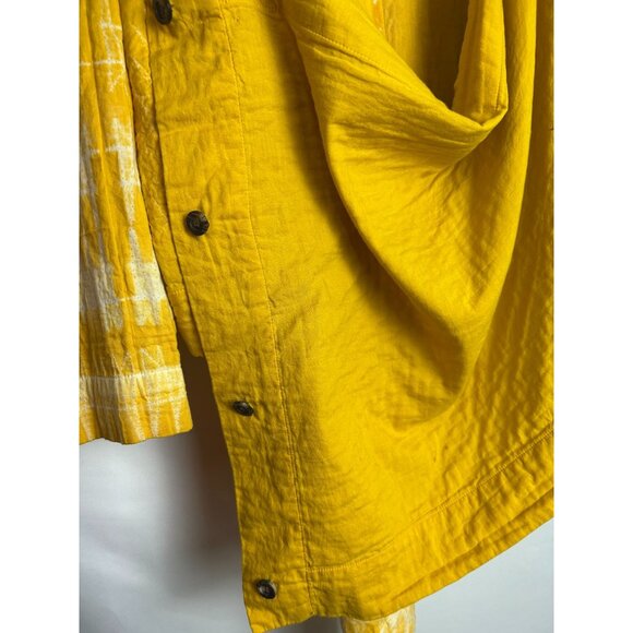 VTG ISSEY MIYAKE Scarf Tie-dye Long-sleeve shirt Small Cotton YLW/All-over patte - Picture 12 of 16